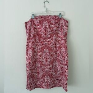 Plus Size 18 Strapless Mini Dress Red and White Paisley Bandana Western
